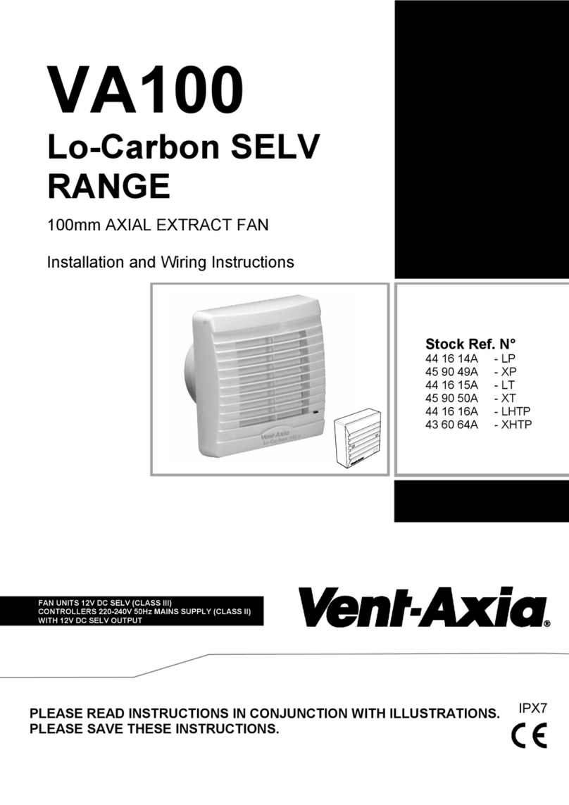 Vent-Axia Lo-Carbon VA100 SELV Series Installation and wiring instructions Vent-Axia Lo-Carbon VA100 SELV Series Installation and wiring instructions