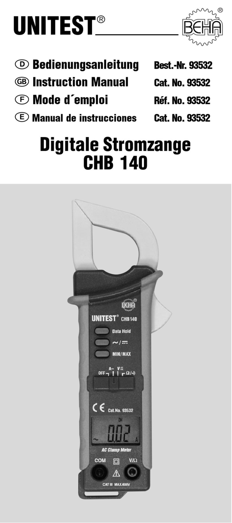 BEHA Unitest CHB 140 User manual