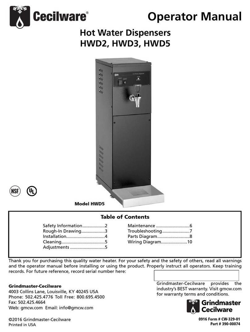 Cecilware HWD2 Operator's manual
