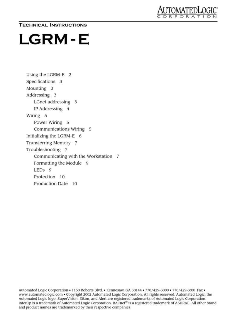 Automated Logic LGRM-E Technical instructions Automated Logic LGRM-E Technical instructions
