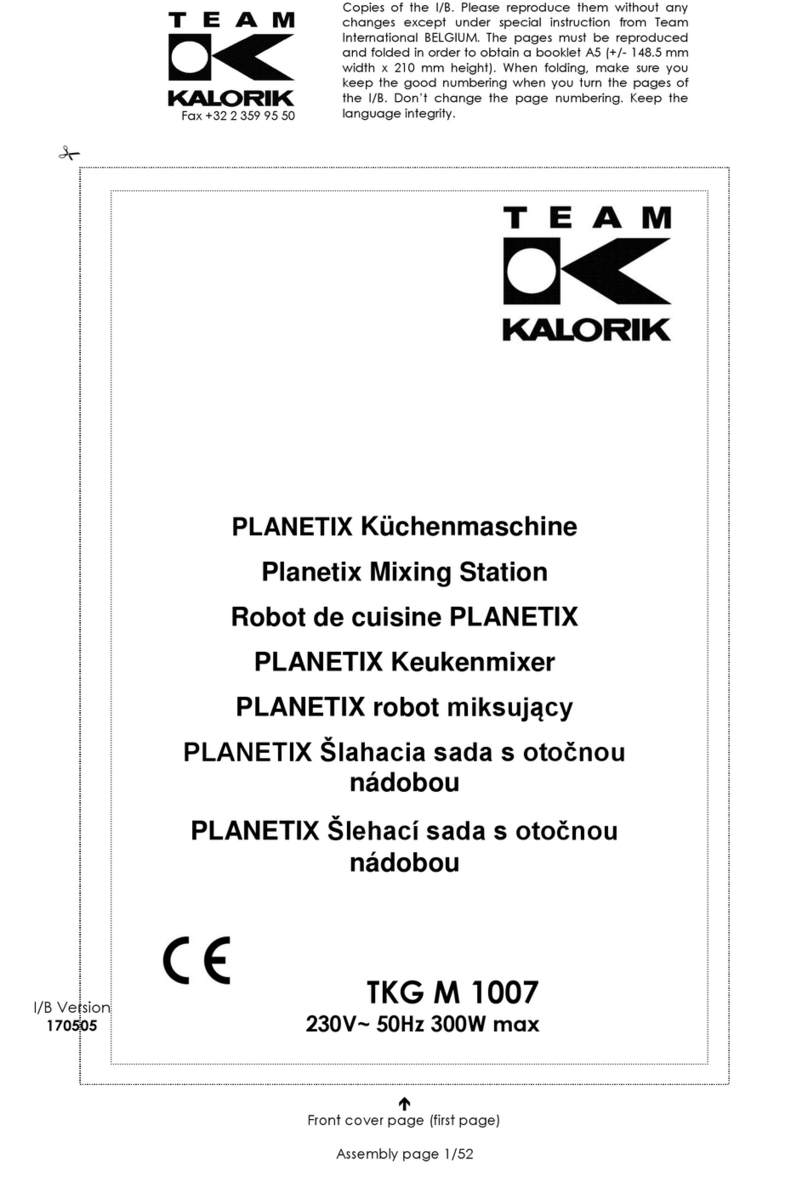 Team Kalorik Planetix TKG M 1007 manual