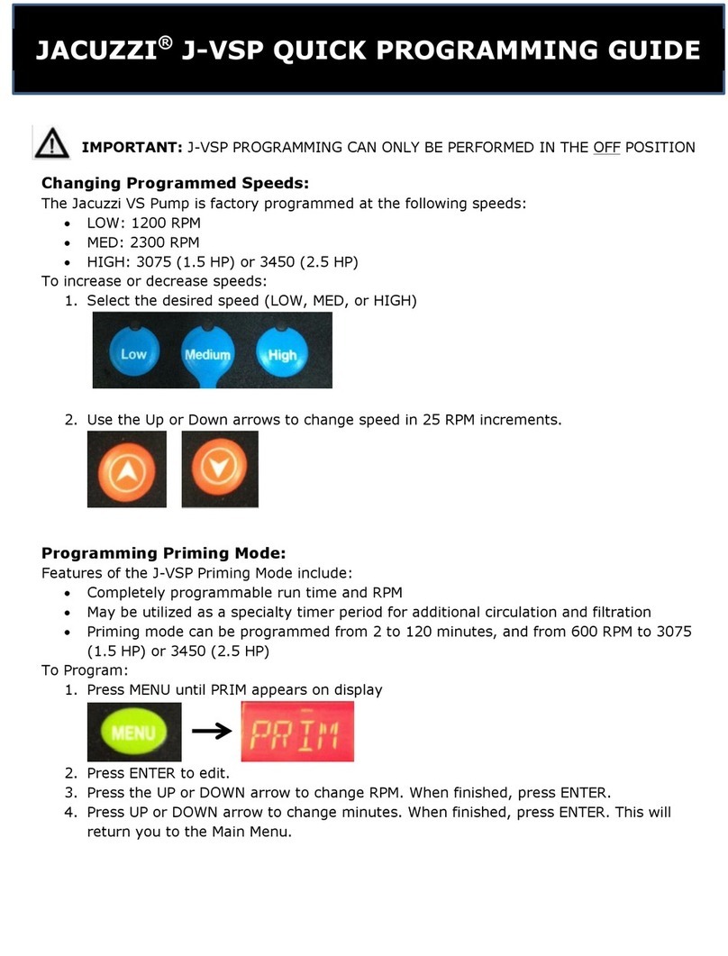 Jacuzzi J-VSP Series Quick programming guide