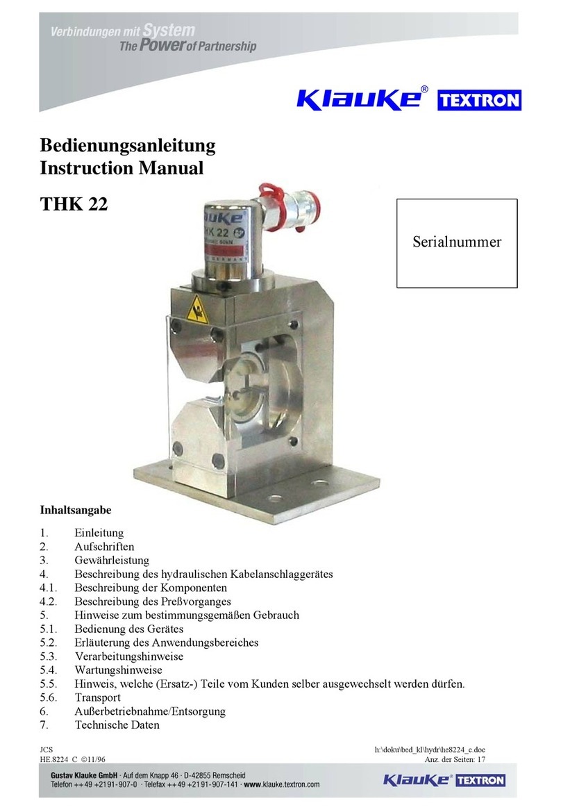 Klauke TEXTRON THK 22 User manual Klauke TEXTRON THK 22 User manual