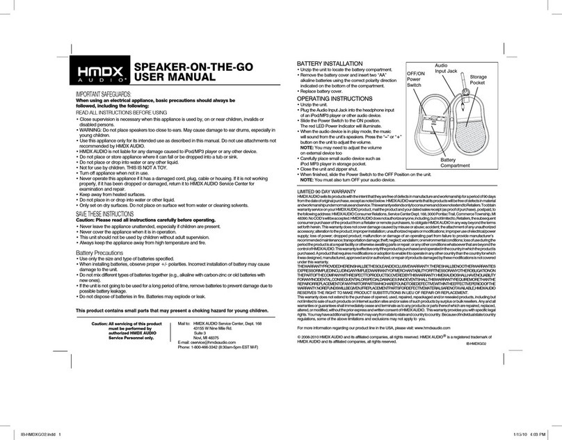 HoMedics HDMX Audio HMDX-GO-2 user manual