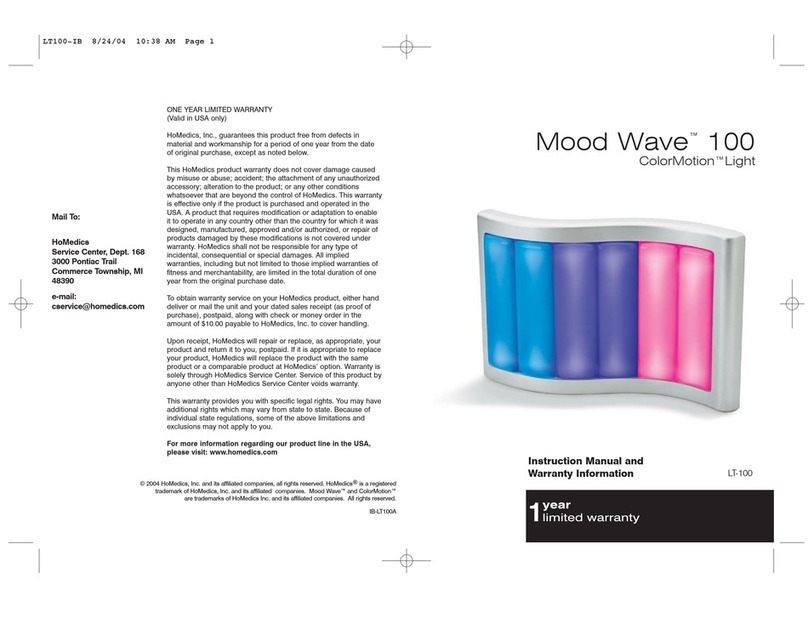 HoMedics Mood Wave 100 Instruction manual and  warranty information