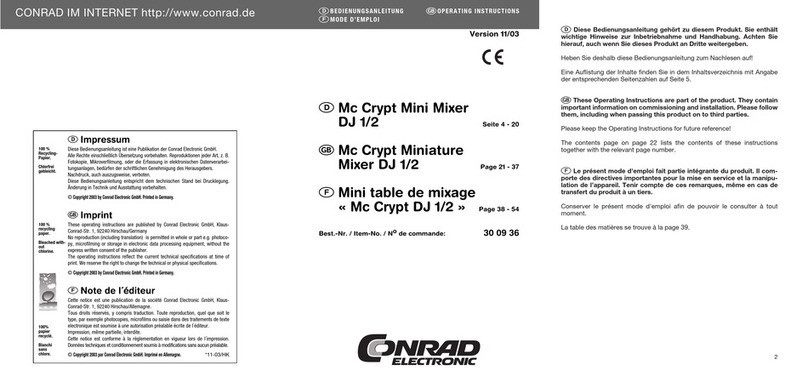 Conrad Mc Crypt Miniature Mixer DJ 1/2 operating instructions