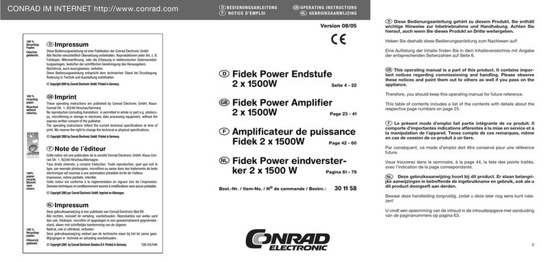 Conrad Fidek Power Amplifier 2 x 1500W User manual