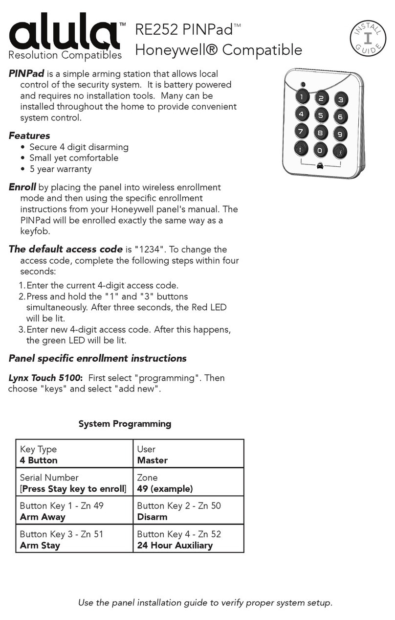 Alula RE252 PINPad manual