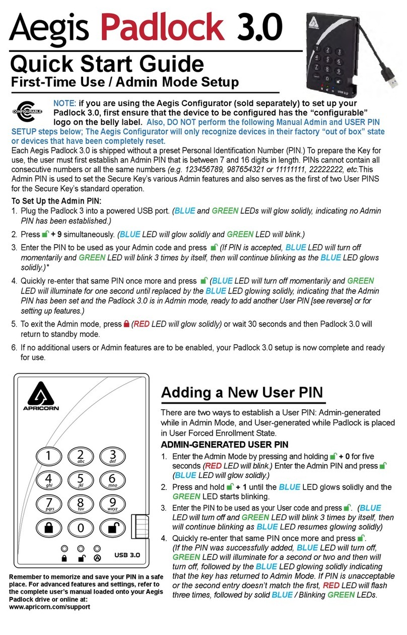 Apricorn Aegis Padlock 3.0 quick start guide