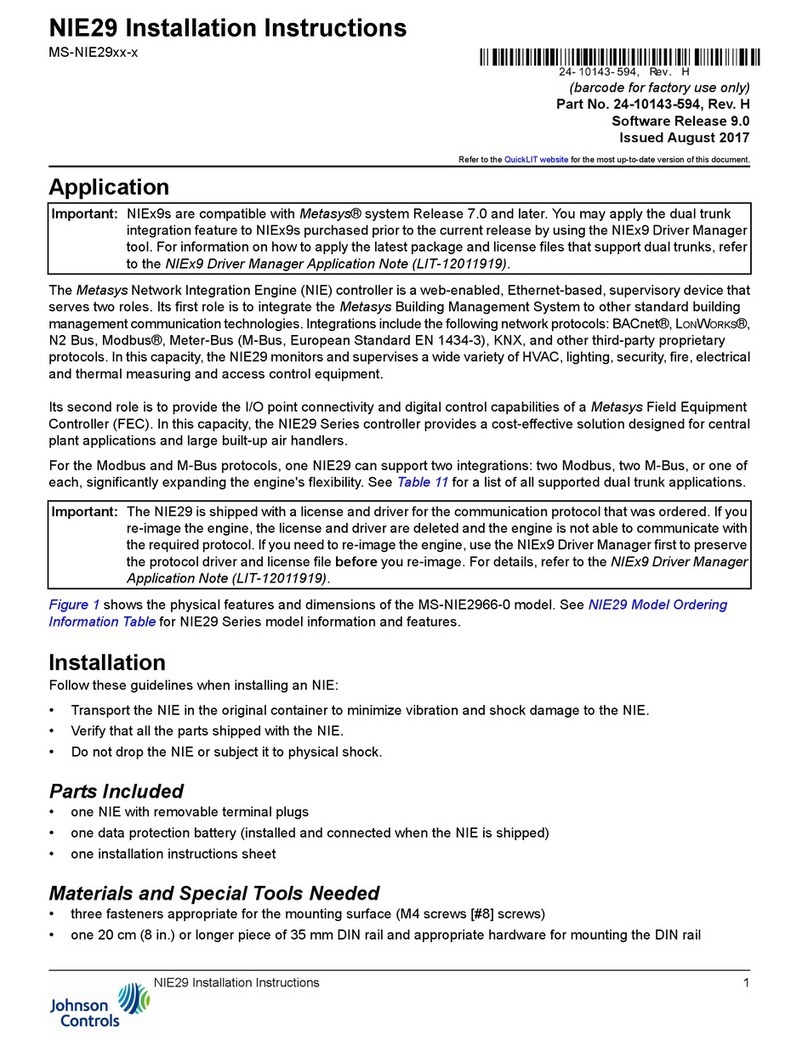 Johnson Controls NIE29 Series User manual