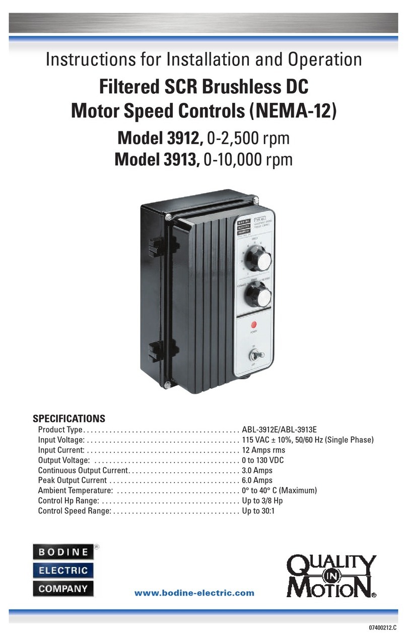 Bodine 3912 Instructions for installation and operation