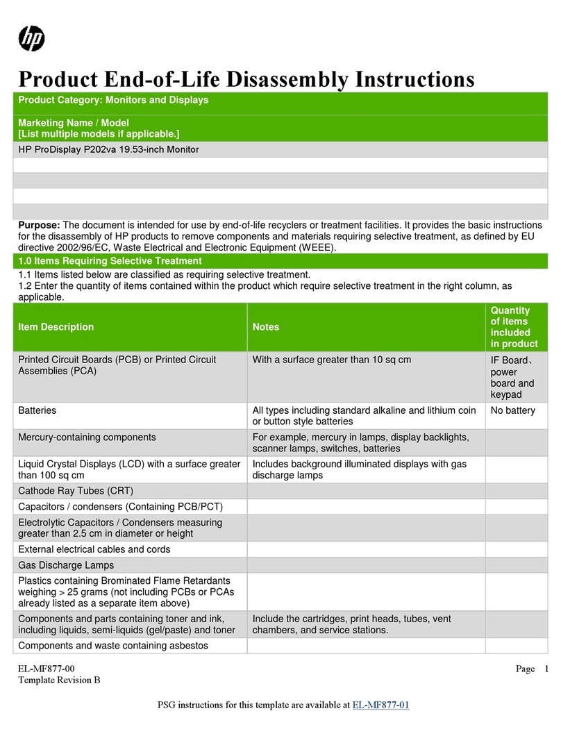 HP ProDisplay P202va Installation instructions