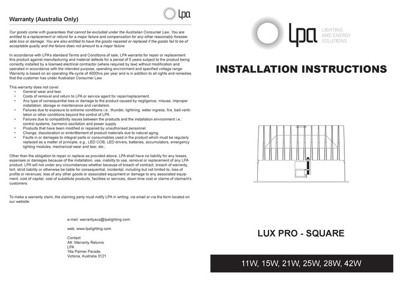 LPA LUX PRO -SQUARE Series installation instructions