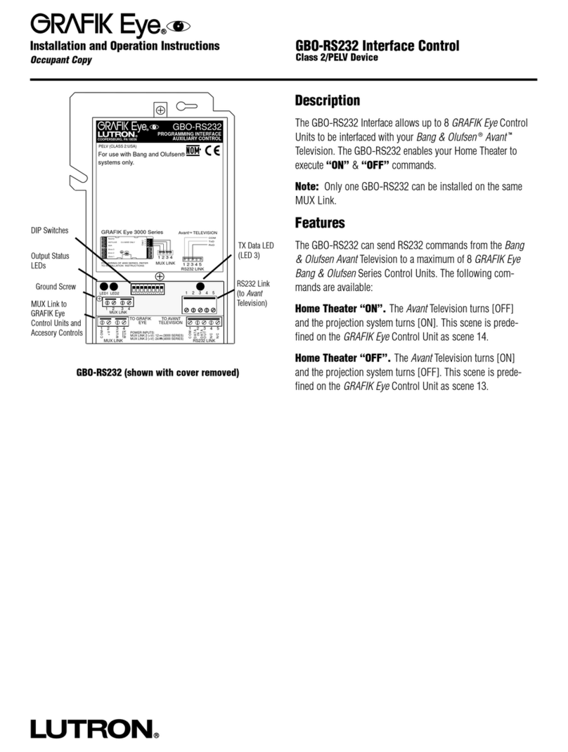 Lutron Electronics Grafik Eye GBO-RS232 User manual