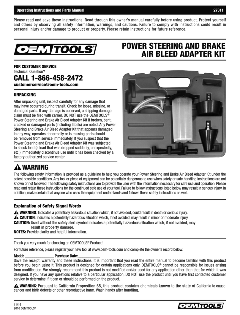 OEM Tools 27311 Operating instructions and parts manual OEM Tools 27311 Operating instructions and parts manual