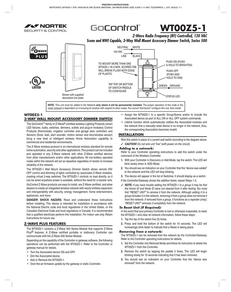 Nortek Security & Control 500 Series instruction manual Nortek Security & Control 500 Series instruction manual