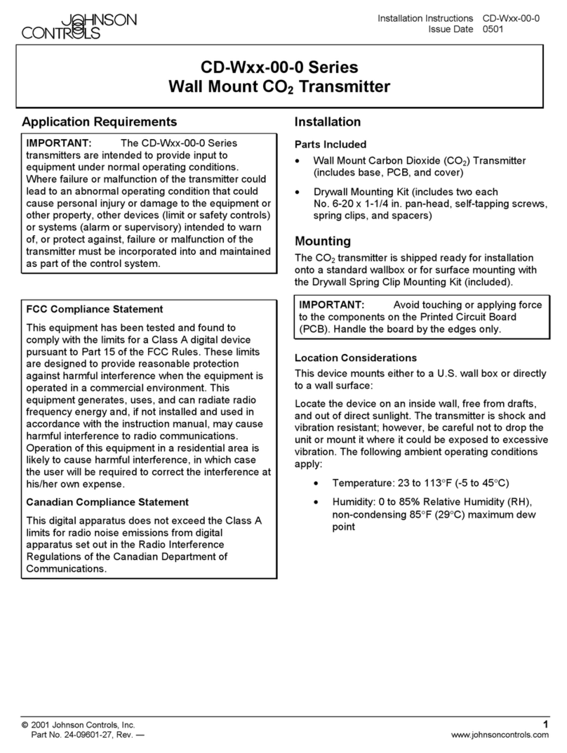Johnson Controls CD-W-00-0 Series installation instructions