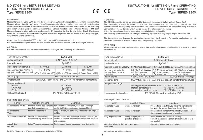 E+E Elektronik EE65 Series Instructions for setting up and operating