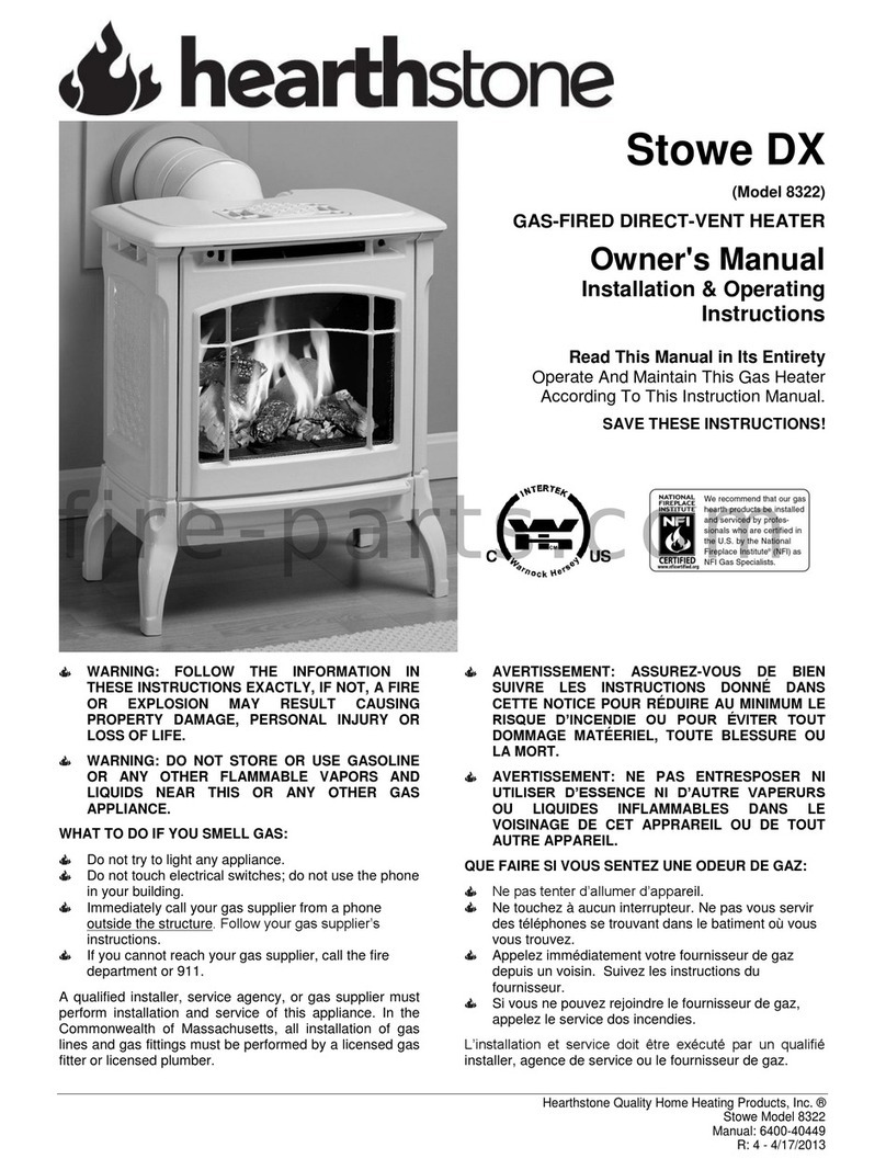 HearthStone Stowe DX 8322 owner's manual