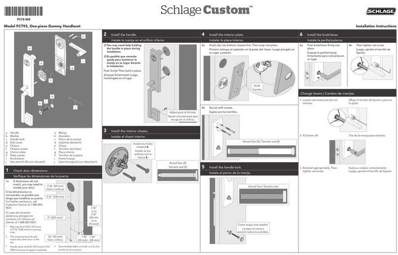 Allegion Schlage Custom FCT93 installation instructions