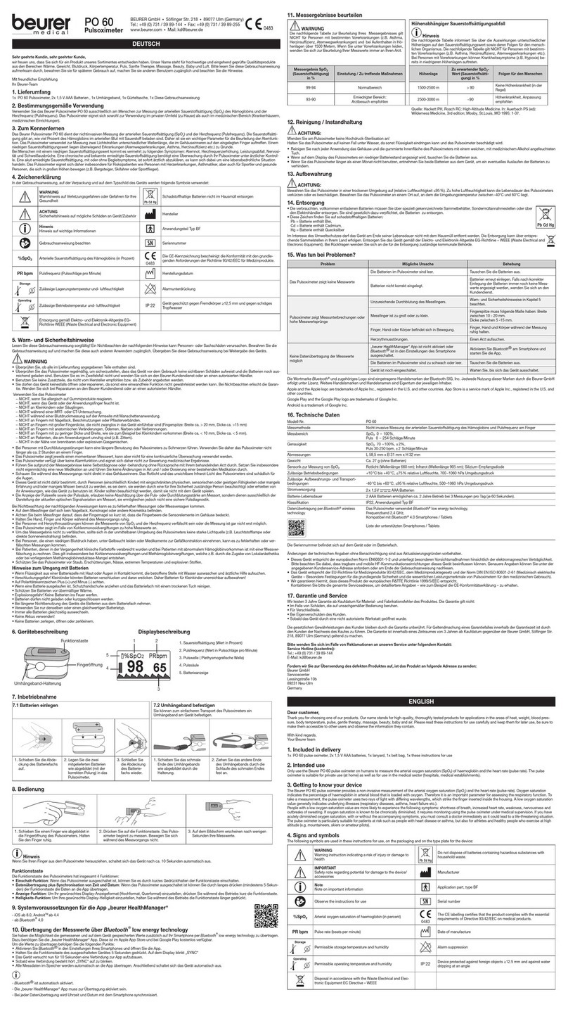 Beurer PO 60 manual