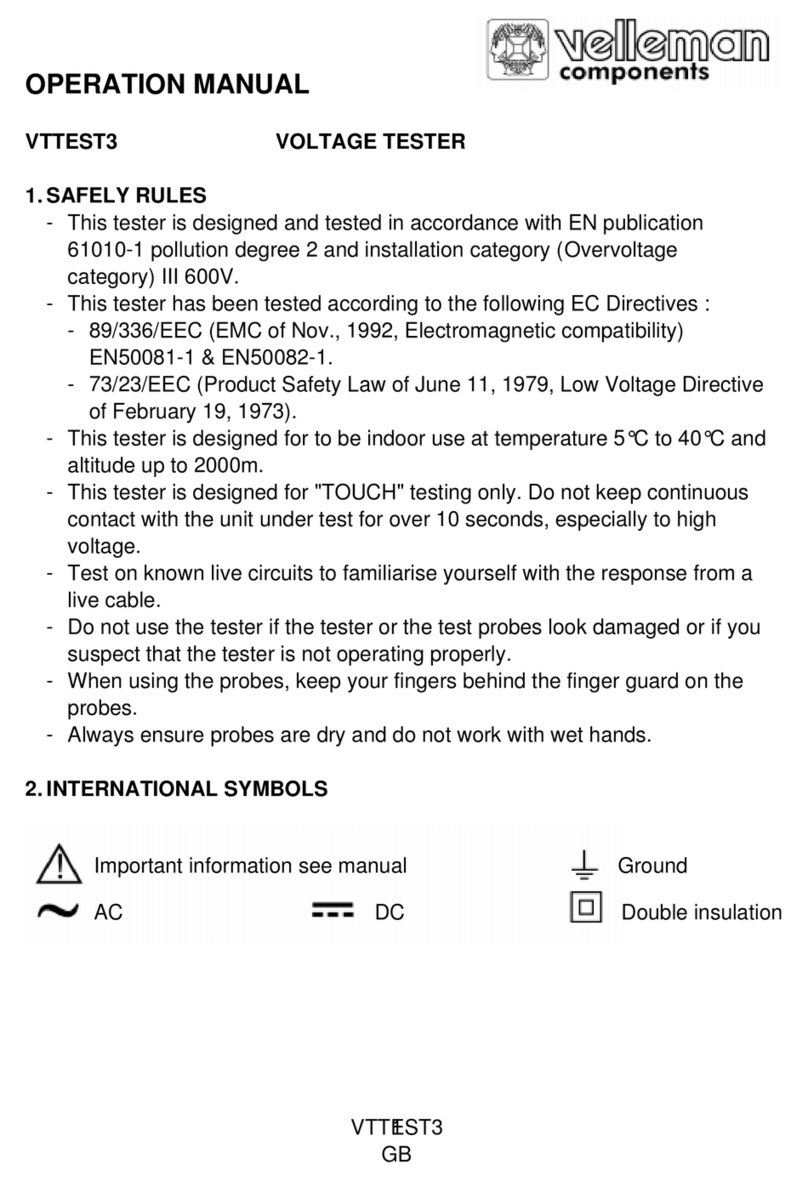 Velleman VTTEST3 Operation manual