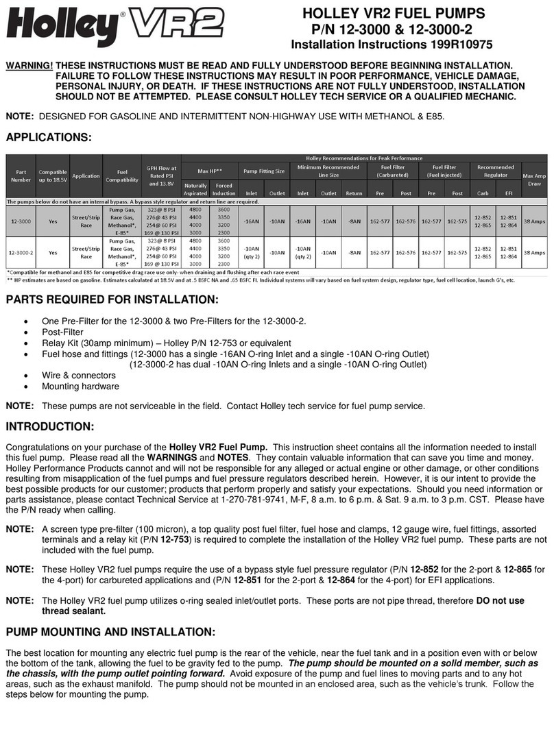 Holley VR2 installation instructions