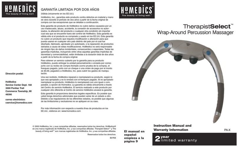 HoMedics TherapistSelect PA-X Instruction manual and  warranty information