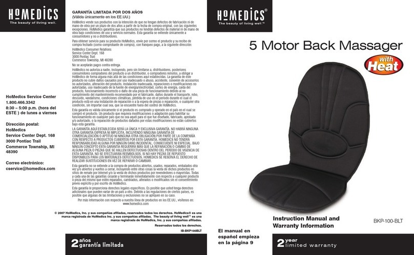 HoMedics BKP-100-BLT Instruction manual and  warranty information