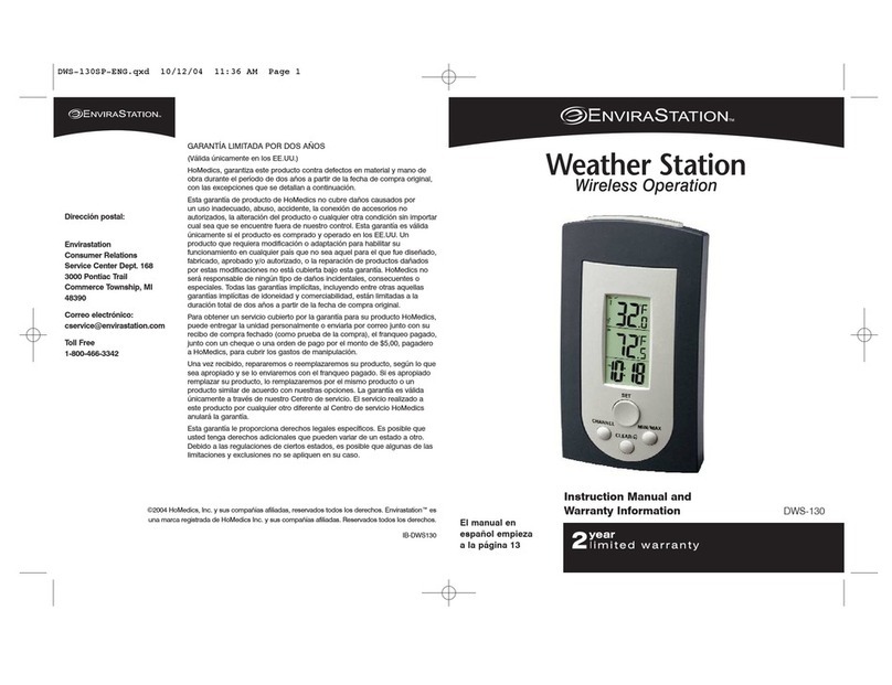HoMedics EnviraStation DWS-130 Instruction manual and  warranty information