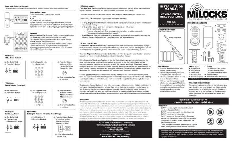 Milocks BLEF installation manual