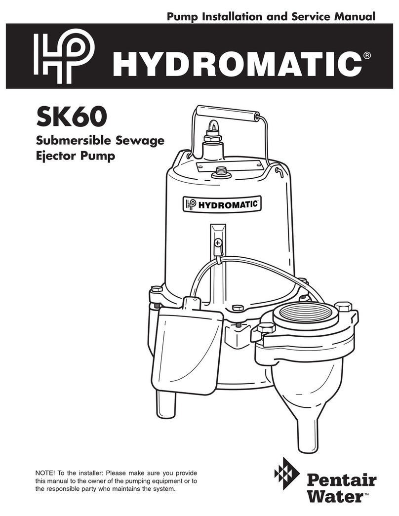 Pentair Pool Products Hydromatic SK60 Installation and service manual