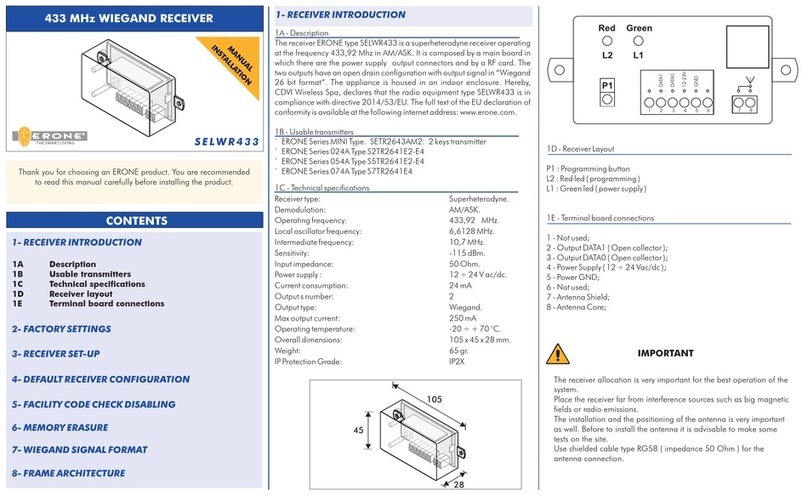 CDVI ERONE SELWR433 installation manual
