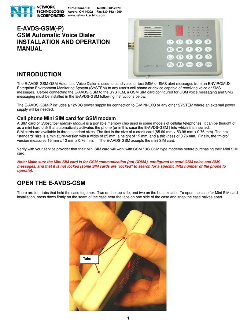 NTI E-AVDS-GSM Installation and operation manual