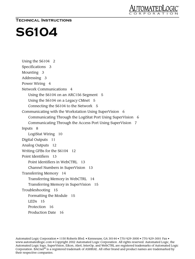 Automated Logic S6104 Owner's manual