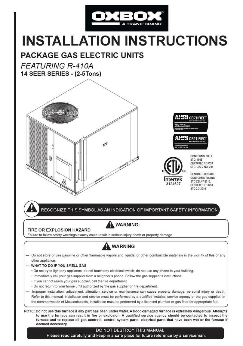 Trane Oxbox 14 Seer Series User manual Trane Oxbox 14 Seer Series User manual