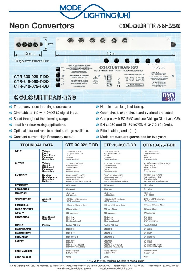 Mode Lighting ColourTran-350 CTR-30-025-T-DD instructions