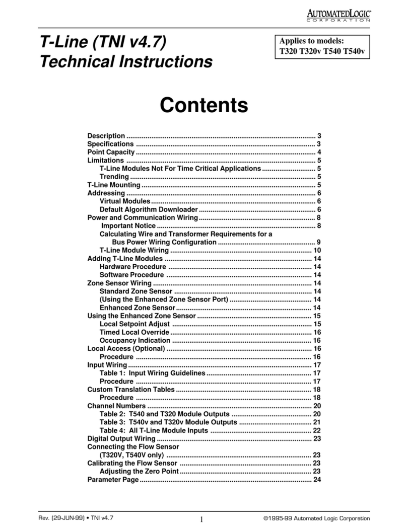 Automated Logic T-Line Series Owner's manual