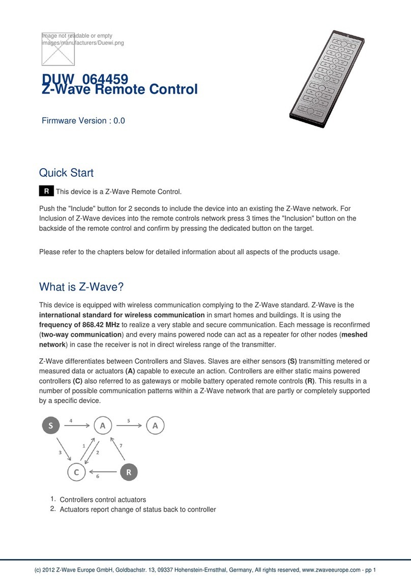 Z-Wave DUW 064459 User manual