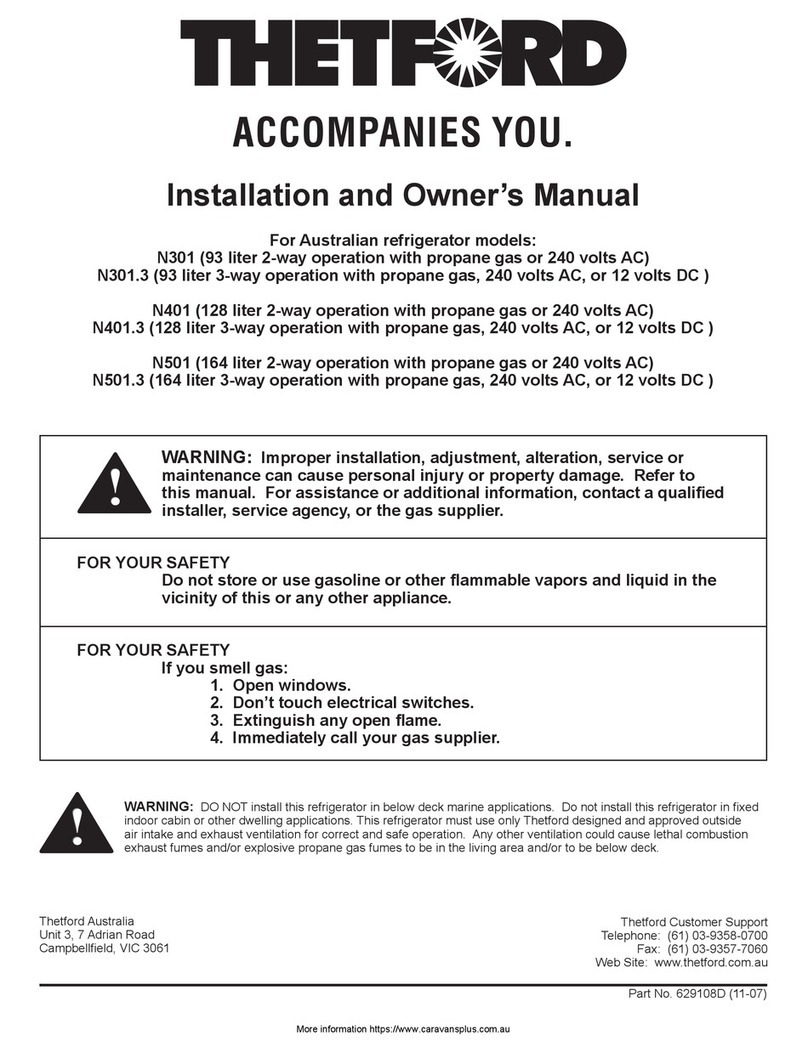Thetford N301 Installation instructions