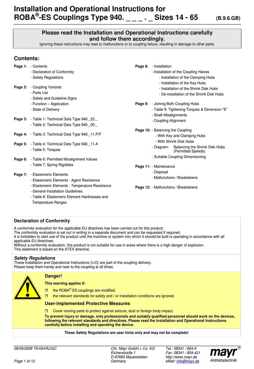 Mayr ROBA-ES 940 Series Installation and operational instructions