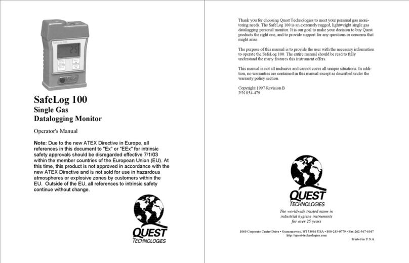 Quest Technologies SafeLog 100 Operator's manual