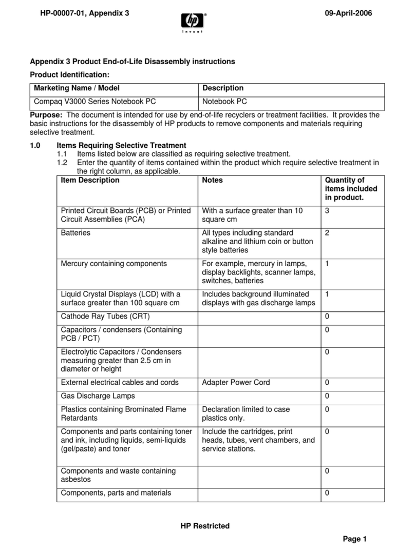 HP Compaq V3000 Series Assembly instructions