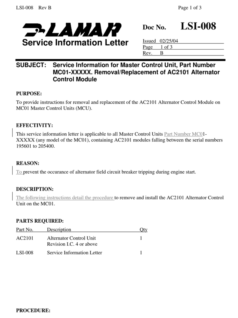 LAMAR MC01 Series Service Information Letter LAMAR MC01 Series Service Information Letter
