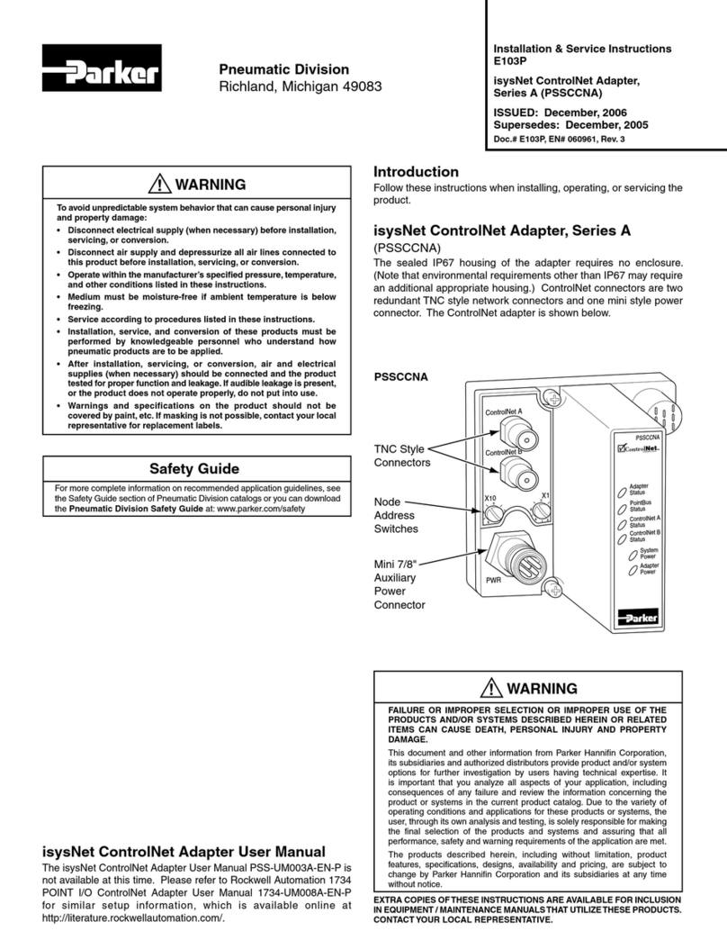 Parker PSSCCNA Installation & service instructions