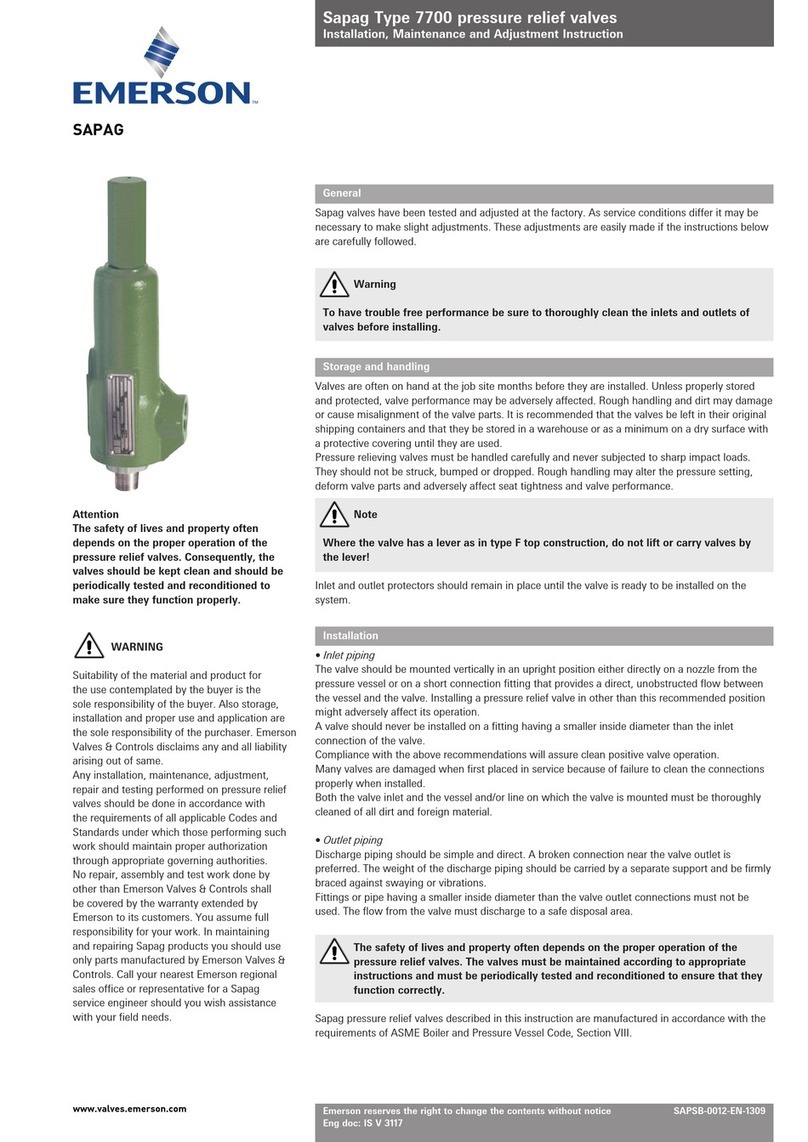Emerson SAPAG 7700 Installation, Maintenance and Adjustment Instruction