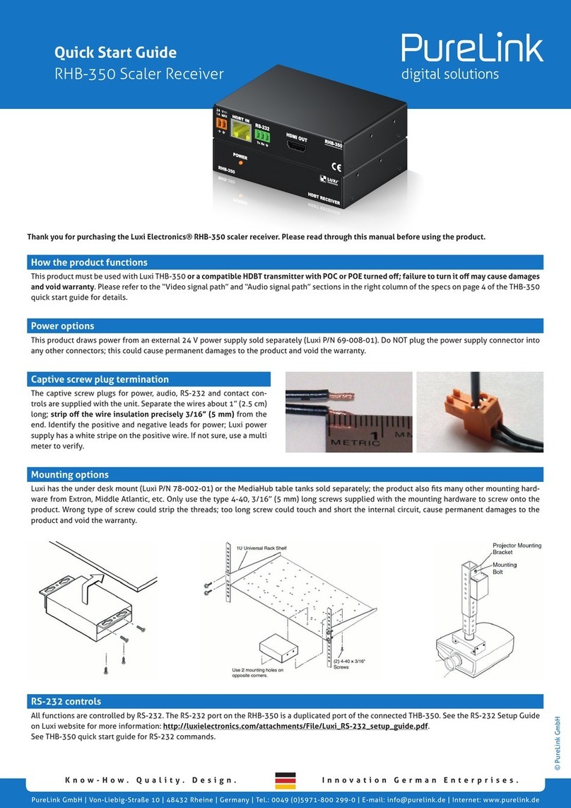 PureLink Luxi Electronics RHB-350 quick start guide