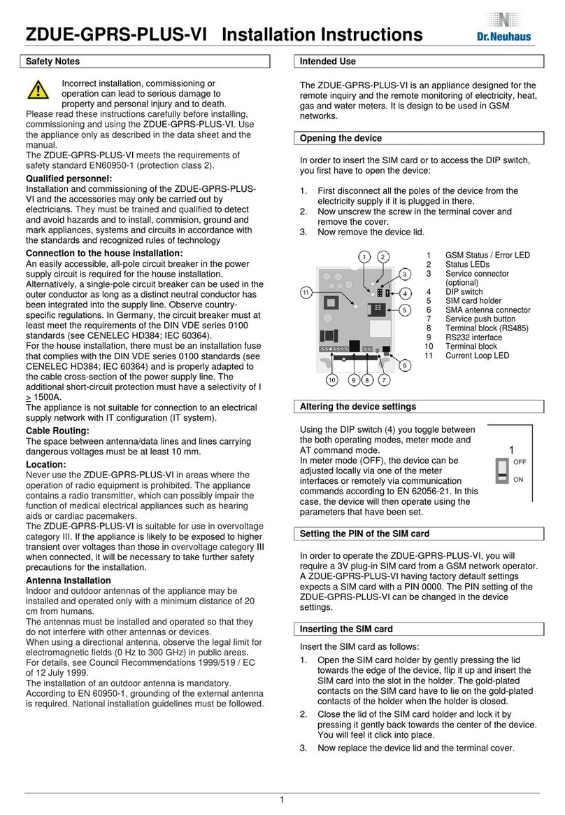 Dr. Neuhaus ZDUE-GPRS-PLUS-VI installation instructions