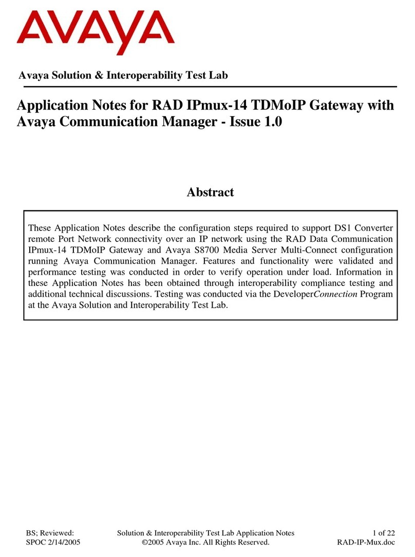 Avaya RAD IPmux-14 TDMoIP Application notes