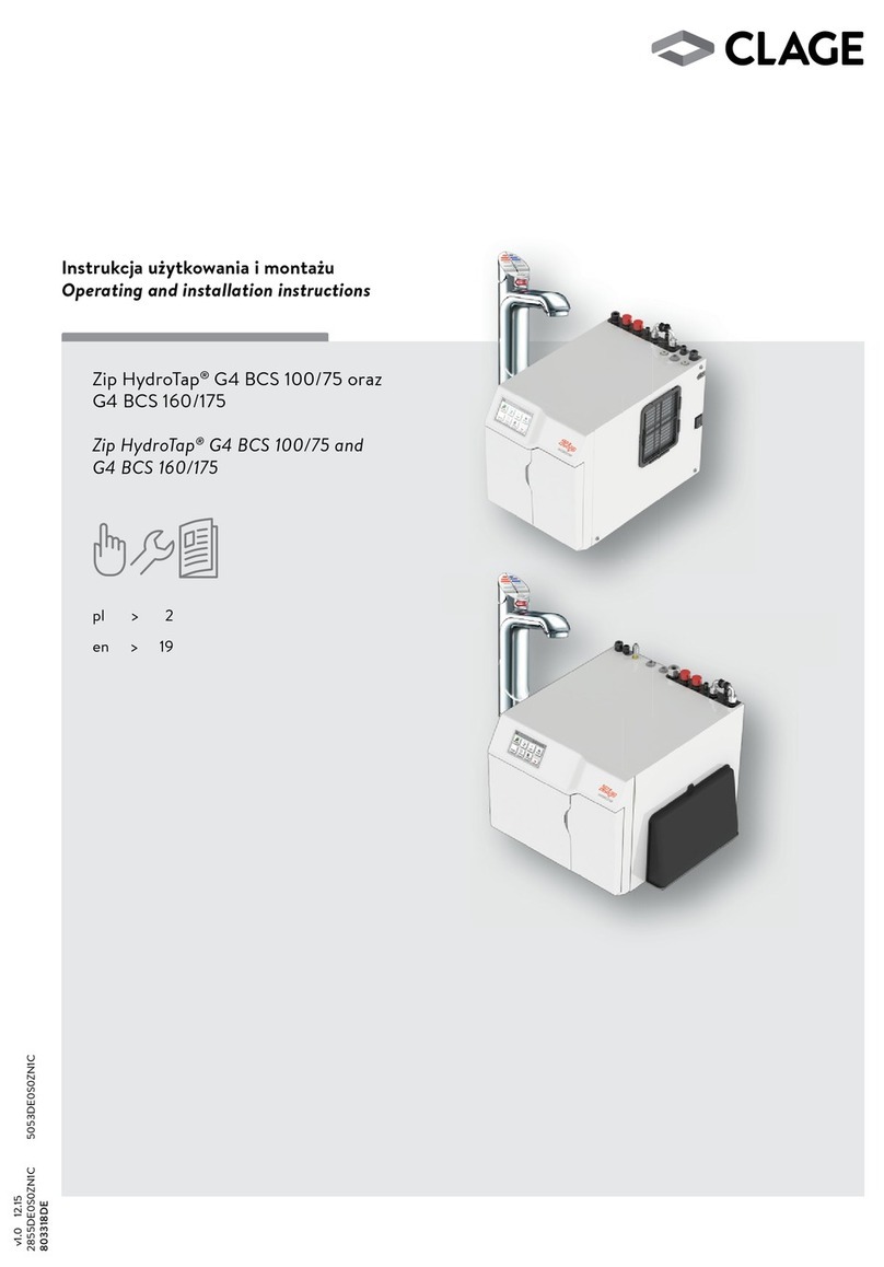 clage Zip HydroTap G4 BCS 100/75 Operating and installation instructions clage Zip HydroTap G4 BCS 100/75 Operating and installation instructions